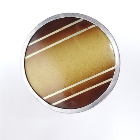 Art Decor Floral Hand Held Mirror Hair Brush Jars Containers Brown Silvertone - Picture 8 of 11